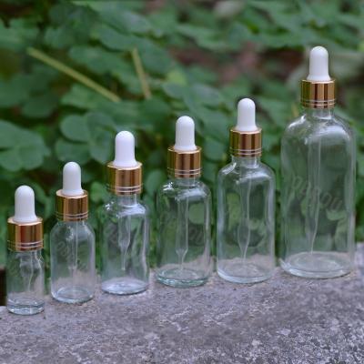 China Personal Care 5ml 10ml 30ml 50ml Essential Oil Glass Bottle Dropper Bottle Rose Dropper Bottle With Gold Cap for sale