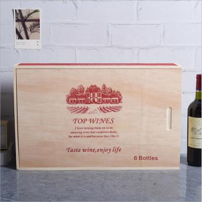 China Handmade Six-bottle Slide Cover Wine Packaging Box Luxury Glass Wine Packaging for sale