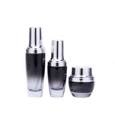 China Gold Light Head Pump Spray Glass Cosmetic Bottle Cap Bottle 100ml Tall Square Jar Pump Cosmetic Bottle Glass for sale