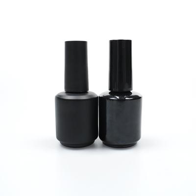 China Empty Round Nail Cosmetic Bottles, Fashion UV Nail Polish Matte Black Glass Bottle for sale