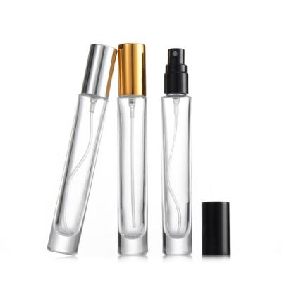 China Personal Care 10ml Mini Round Square Clear Perfume Glass Bottle Skin Care Packaging Bottles Perfume Decanter for sale