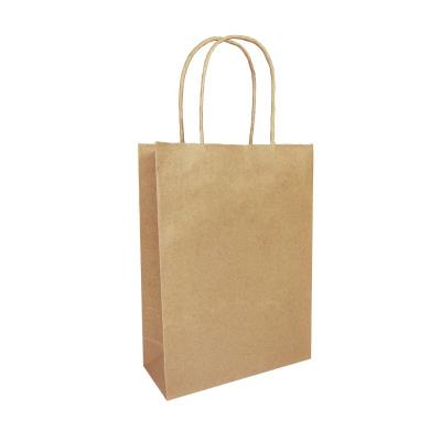 China Recycled Paper Craft Grocery Brown Kraft Materials Printed Logo Shopping Bags With Twist Handle for sale