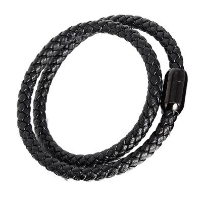 China Wholesale Bulk Custom Fashion Clasp Black Leather Bracelet CLASSIC For Mens Jewelry for sale