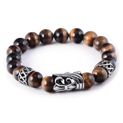 China Casual/Sporty Men and Women Healing Natural Stone Energy Tiger Eye Gemstone Bead Stretch Bracelet for sale