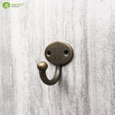 China Sustainable Vintage Small Hook Towel Collar Bronze Zinc Alloy Single Hook for sale