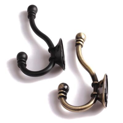 China Sustainable Hot Sale Dual Hook Vintage Style Rustic Wall Mounted Hat Towel Coat Hanging Hook for sale