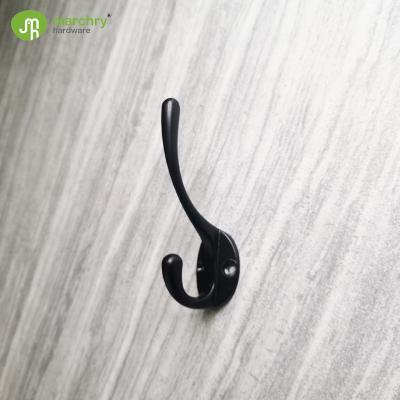 China Sustainable Hot Selling Elegant Metal Vintage Wall Mount Black Rustic Clothes Hat Towel Hook for sale