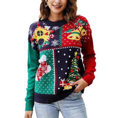 China Ladies Little Snowflake Christmas Knitwear Pullover Christmas Tree Sweater Womens Christmas Tops à venda