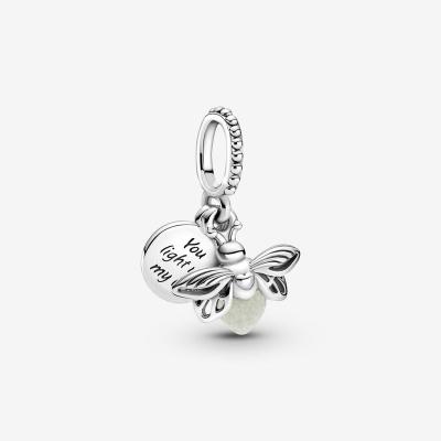 China Factory Wholesale FASHIONABLE Price 925 Silver Glow-in-the-Dark Firefly Dangle Original Charm Diy Fit Bracelet With High Quality for sale