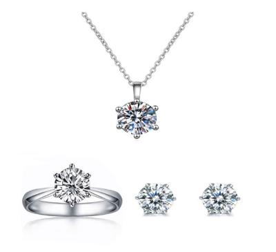 China Factory wholesale price sale FASHIONABLE hot classic round six claw forks setting diamond carat moissanite jewelry sets for women for sale