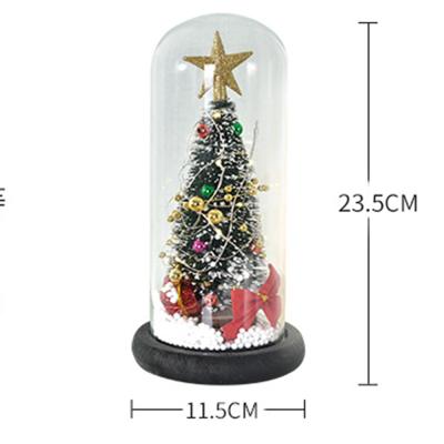 China LED Lights Bedroom Ornaments 2021 New Cedar Props High Borosilicate Glass Cover Window Shooting Christmas Tree Decoration Glass Cover for sale