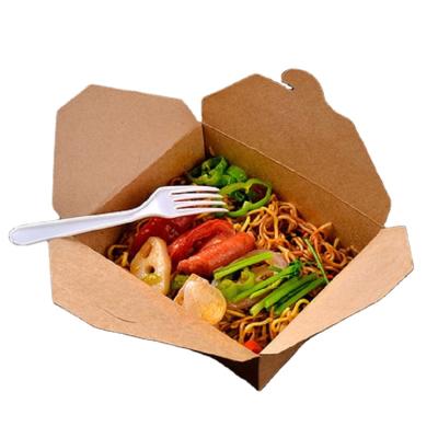 China Disposable Disposable Take Away Recycled Brown Kraft Paper Food Packaging Takeaway Quick Lunch Box for sale