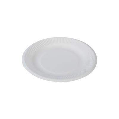 China 7' Disposable Eco Friendly Biodegradable Compostable Round Sugar Cane Straw Food Hot Plates For Restaurant for sale