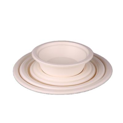 China Disposable Biodegradable Custom Printing 9 Inch Sugarcane Bagasse Pulp Dish For Dinner for sale