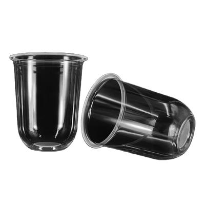 China Eco-friendly disposable recycle u shape plastic pet rpet cup with lid for sale