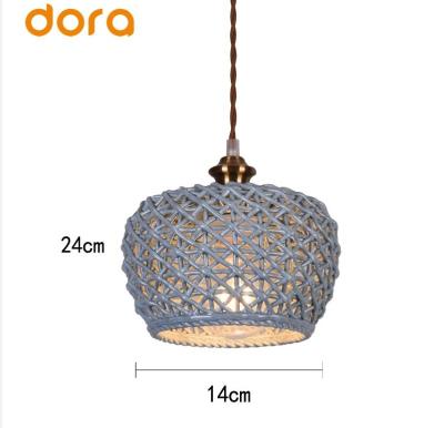 China Lighting Works High Quality Modern Colorful Imitation Apple Woven Lamps Ceramic Hanging Fancy Lights Pendant Chandeliers Lights For Decoration for sale