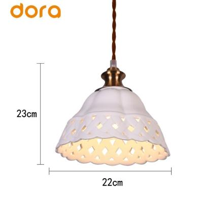 China Lighting Works High Quality Modern White Bamboo Cap Hollow Fashion Ceramic Chandelier / Pendant Lamp for sale