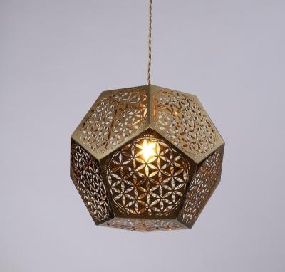 China Unique Modern Art Modern version of Network Etching Gold Stainless Steel Spherical Pendant Light Shade of Art Interior Lighting. for sale