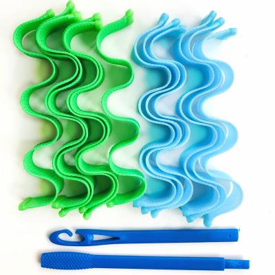 China New Style 24pcs/set Hair Waves Plastic Magic Hair Curler Durable Wave Hair Curlers No Heat Hair Curls With 1 Styling Hooks for sale