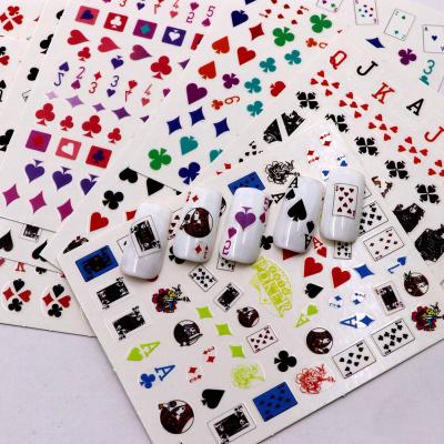 China Nail Art Decoration Multi Designs 10PCS/Set Poker Nail Art Flower Nail Stickers DIY Decal Butterfly Gel Nail Adhesive Sticker for sale