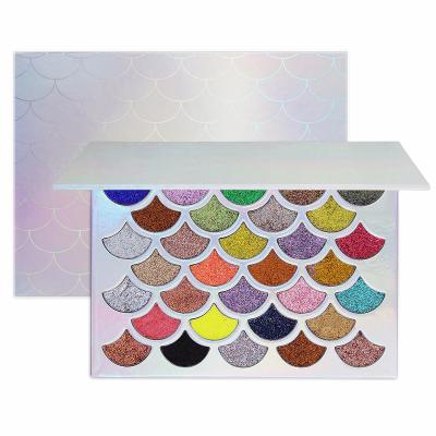 China Amazon Waterproof Hot Sale 32 Colors Mermaid Scale Glitter Eyeshadow Cream Makeup Long Lasting Eyeshadow Palette for sale