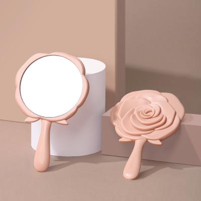 China Custom Handheld Rose Shape Mirror Make Up Small Mirror Mirror Makeup for sale