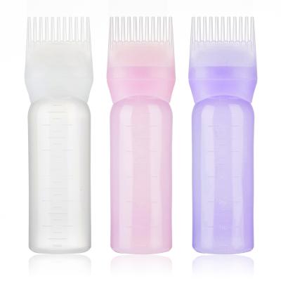 China Household Products 120ml Plastic Hair Dye Bottle Root Comb Refillable Applicator Bottle for sale