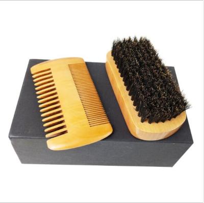 China Hog Mane Beard Brush Beardkit Salon Beard Care Set Beard Brush Elm Black Set for sale