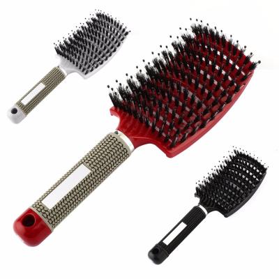 China hair & Nylon and Plastic 4 Color Women Hair Scrape Wet Curly Detangle Hair Brush Nylon Bristle Massage Comb Hair Brush for Salon Hairdressing Styling Tools for sale