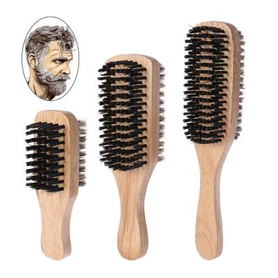 China New Professional Men Wooden Anti-static Massage Brush Hair Comb Facial Beard Double Side Handle Comb Styling Hair Brush Make Up for sale