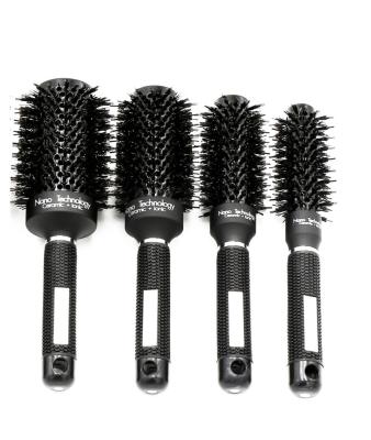 China Ceramic Metal 4 Sizes Boar Nano Bristle Hair Round Brush Ionic Hairdressing Brush Heat Resistant Hair Comb For Hairstyling for sale