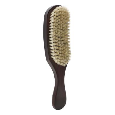 China Wooden Handle Curve Wave Wood Brush With Boar 100% Straighten Hair Brush Men Beard Massage Brush Comb Anti-Static Hair Care Tool for sale