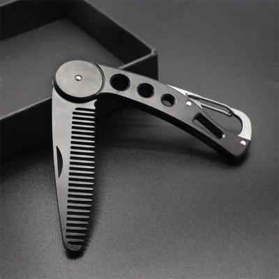 China Folding Shaving Brush Amazon Stainless Steel Beard Comb for Men, Taykoo Beard and Mustache Styling Comb Folding Pocket Mental Comb for sale