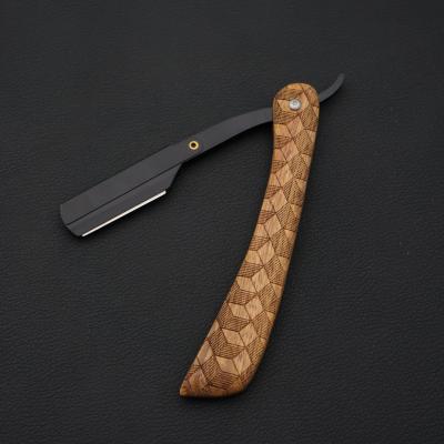 China Top Wood Handle Barber Hair Cutting Razor Single Blade Shaving Razor, Professional Eyebrow Razor Razors Knives Hair Replaceable Blade for sale