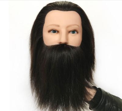 China Makeup Practice 100% Real Hair Men Hairdressing Training Head Cutting Practice Mannequin Head With Big Beard For Salon for sale