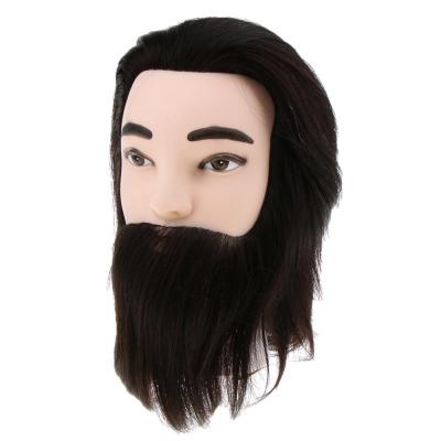 China Makeup Practice Head Barber Training Beard Styling Manikin 100% Black Color 12inch Men Mannequin Real Hair Dummy Head for sale