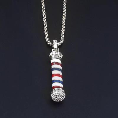 China CLASSIC Barber Pole Necklace w/Key Rhinestone Ring (Silver) for sale