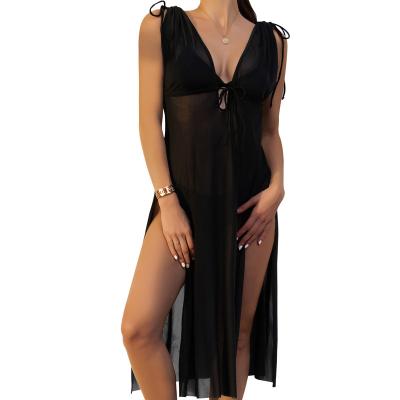 China Plus Size Women's Swimwear Cover Up Dress For Women Chiffon Swimsuit Beach Dress Bikini Cover Ups Summer Beach Wear for sale