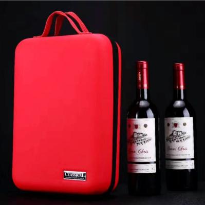 China New Design Handmade PU Leather 2 Bottles Red Wine Box Portable Waterproof High Quality Wine Bag for sale