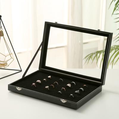 China Black Jewelry Ring Gift Box With Dividers Acrylic Square Simple Display Storage Box Shape Storage for sale