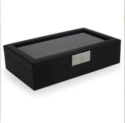 China Hand Paint Large Capacity 12 PCS Simple Design Brand High Quality Material Black Wooden Watch Box for sale