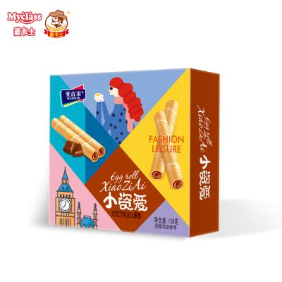 中国 China Supplier Natural Chocolate Flavor Egg Rolled Wafer Stickl Crispy Egg Rolled Healthy Breakfast Cookie 販売のため