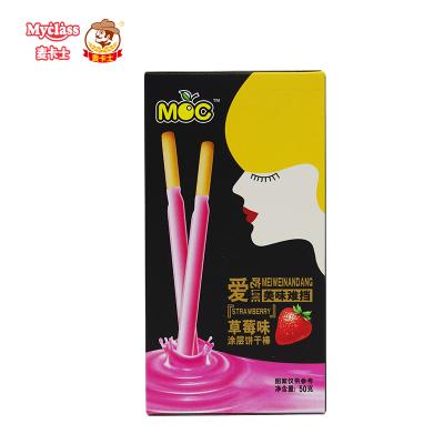 China Custom Low-Sodium Cookie Wrapper Delicious Cookie Stick Coated With Strawberry Flavor for sale