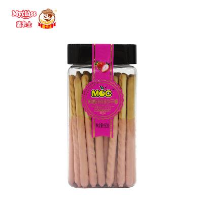 China Healthy Low-sodium Quality Cookie Stick Coated With Strawberry Flavor In Custom Jar Strawberry Flavor Cookie for sale