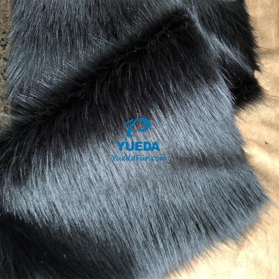 China Auto Upholstery Black Color Faux Fur [Manufacturer], Plush Fox Fur Fabric for sale