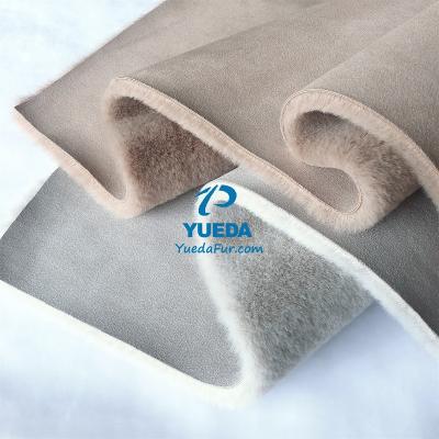 China Garment Faux Shearling Fur Fabric [YUEDA Fur Factory], Suede Bonded Faux Fur Fabric for sale