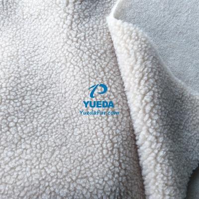 China Garment [YUEDA Fur Factory] 50% recycle polyester 50% polyester sherpa borg fabric, recyle pile fabric for sale