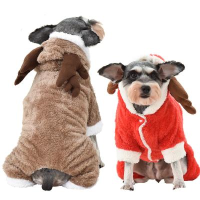 China Viable Small And Medium Plush Thickened Hot Dog Apparel Teddy Bear VIP Christmas Winter Pet Costume for sale