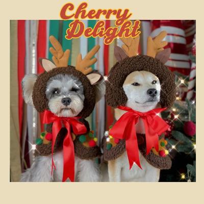 China Lovely Pet Supplies Accessories Headdress Cat and Dog Christmas Day Decoration Scarf Cape Set for sale