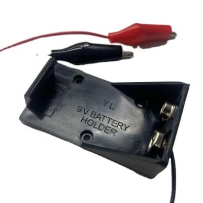 China 9V Battery Put Uncovered Battery Case Plastic Battery Holder Storage Box With Wire Leads Clips for sale